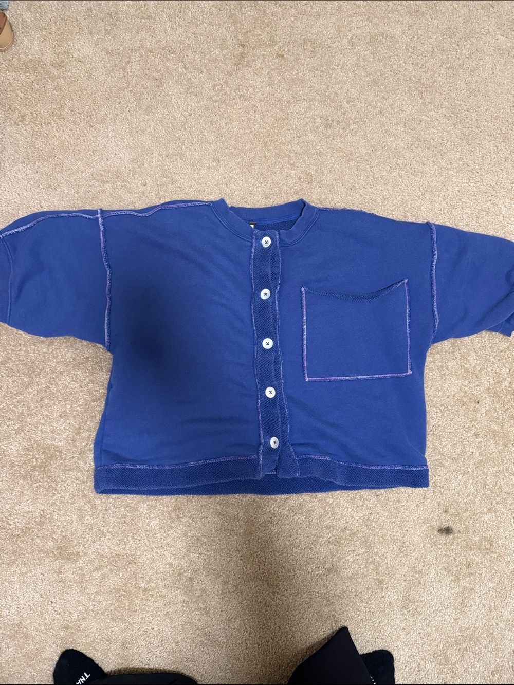 Free people Matilda Button-Front Sweatshirt - Baja Blue - Picture 2 of 5